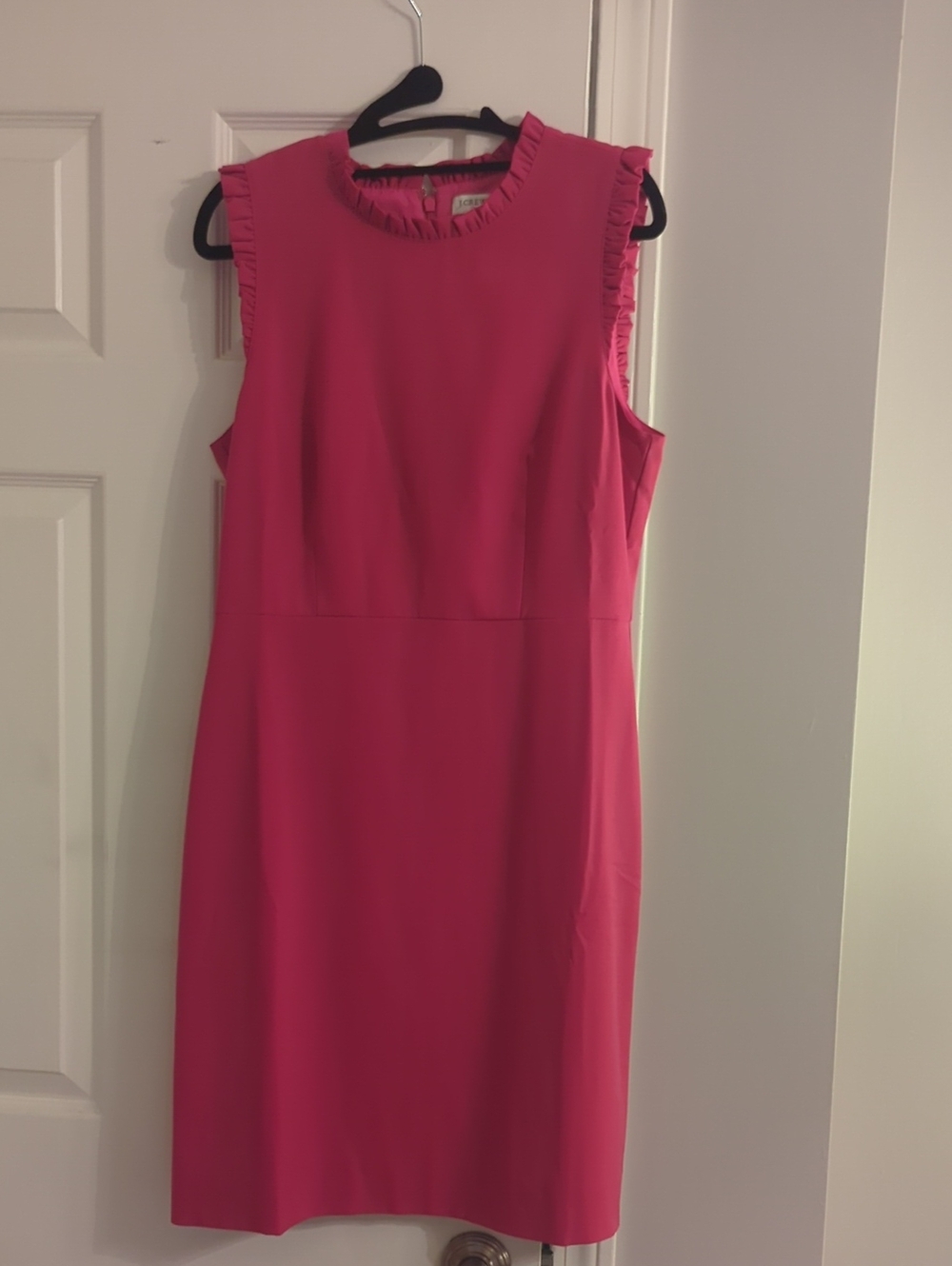 Jcrew Sleeveless Ruffle-Trim Pink Sheath Dress Size 10